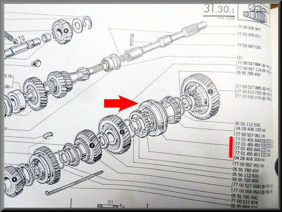 Synchro hub 1st and 2nd gear (27 teeth).