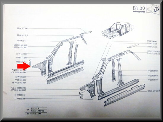 Inner plate A-pillar right