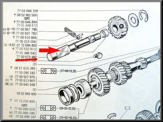 Reverse gear shaft