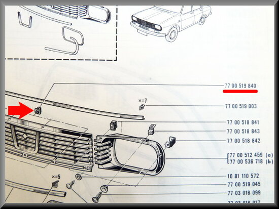 Agrafe de la grille avant