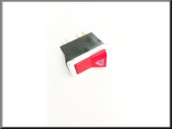 Warning light switch (red, with chrome frame)