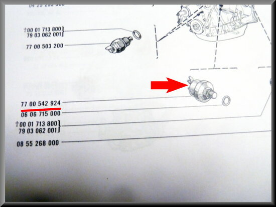 Oil pressure sensor R12 Gordini, R17.