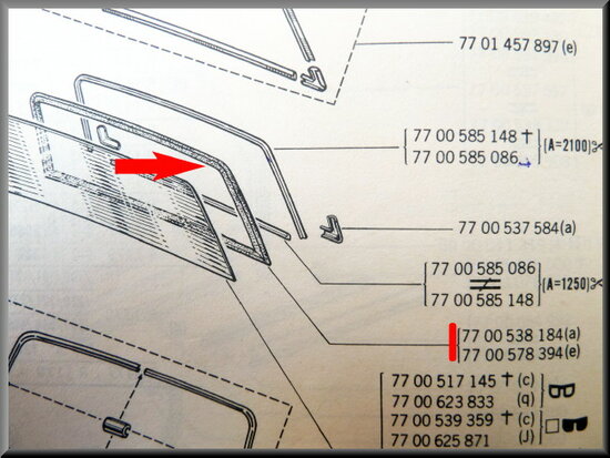 Rear window rubber (with space for locking profile)