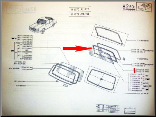 Rear window rubber (with space for locking profile)