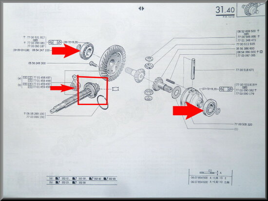 Complete bearing set (gearbox 352)