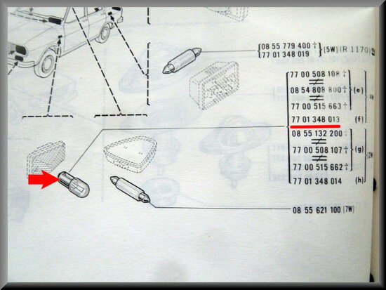 Bulb parking lights and side indicators (4 Watt).