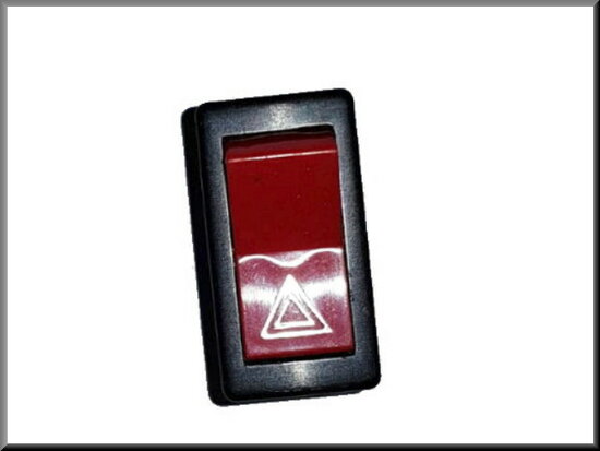 Bouton de commande de feux de détresse (rouge avec cadre noir).