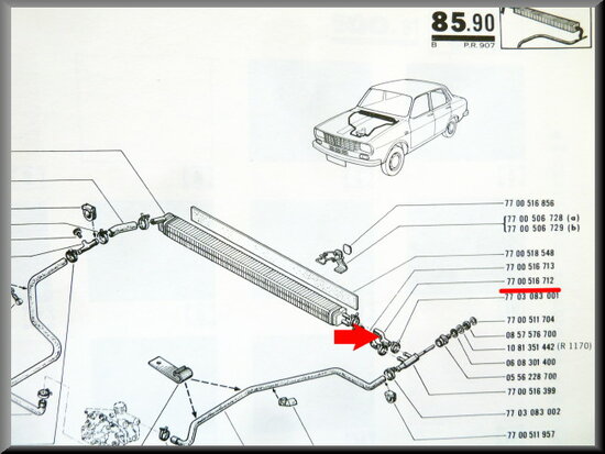 Durite de chauffage R12 ancien type.