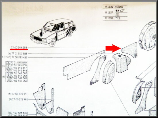 Trunk lining piece right R12 Break