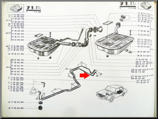 Tuyau de réservoir à essence R12 et R12 Gordini