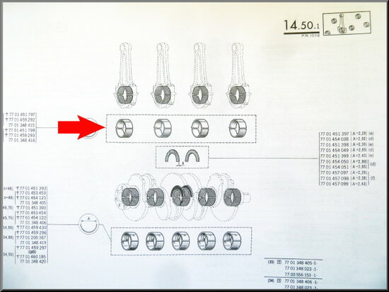 Drijfstanglager set (0,25, 43,75 mm), breedte 17,50 mm.