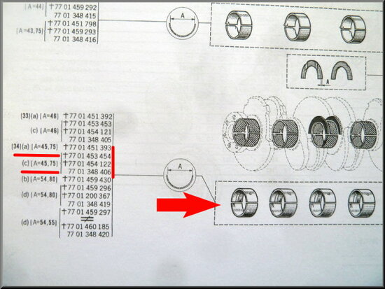 Main bearings set (0,25, 45,75 mm)