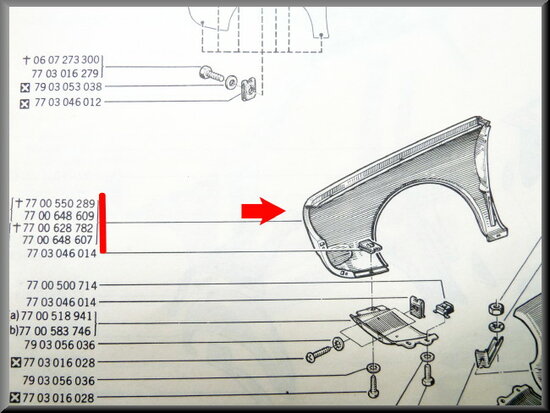 Front wing on the right, with openings for indicators.