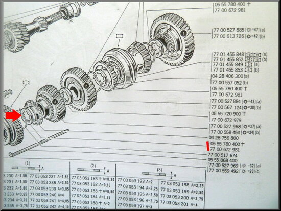 Locking ring secondary shaft pignons