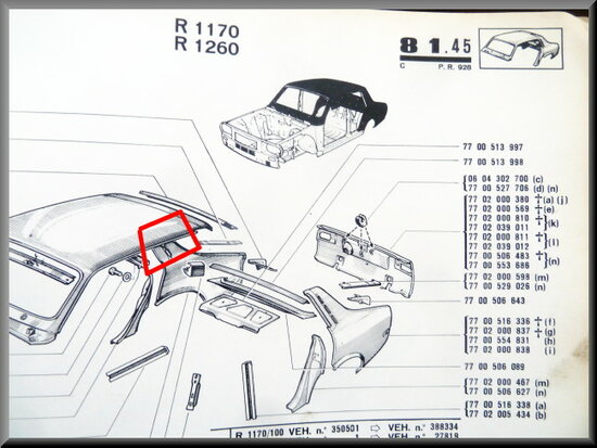 Upper part rear wing right (New Old Stock).