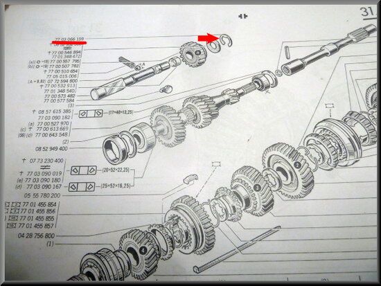 Locking clip reverse gear