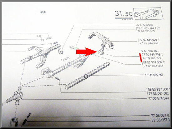 Bolt gear-shift fork reverse gear