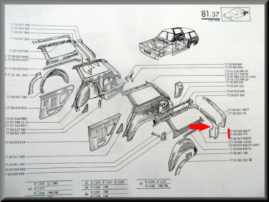 Left plate tailgate R12 Break (New Old Stock).