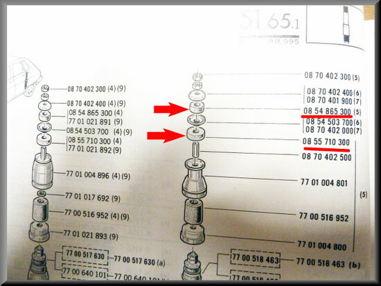 Rubbers rear and front shock absorbers .