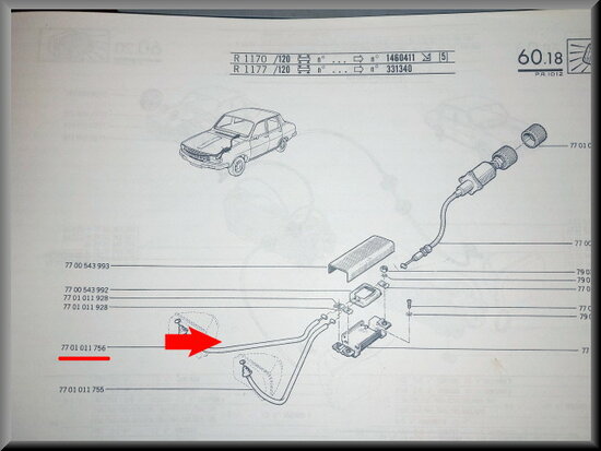 Kabel koplampverstelling rechts buiten.