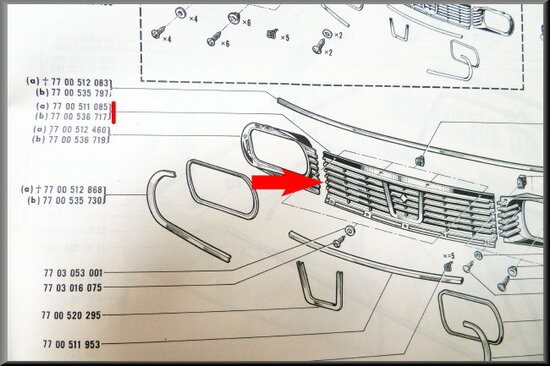 Grill middenstuk met logo en V-embleem (New Old Stock).