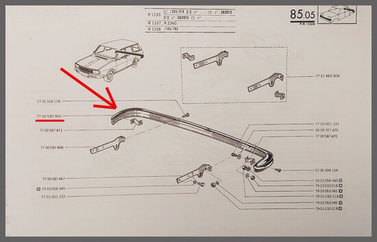 Bumper achterzijde R12 Break type 2 (New Old Stock).