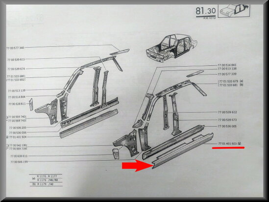 Overzet dorpel rechts (New Old Stock).