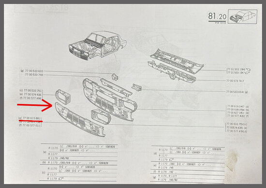 Deel frontplaat onderzijde rechts (New Old Stock).