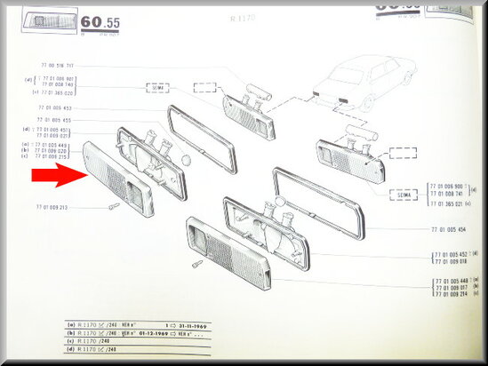 Achterlicht glas links (New Old Stock).