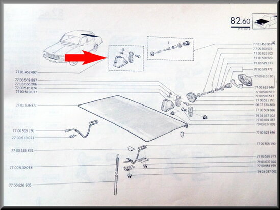 Achterklep slotvanger set (New Old Stock).