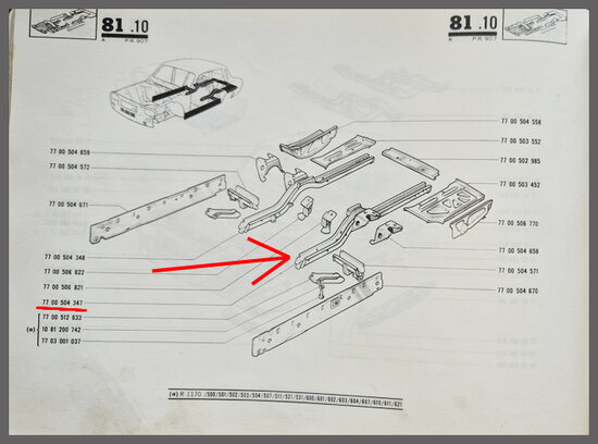 Chassisbalk achter links (New Old Stock)