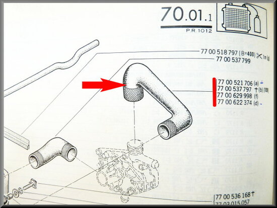 Durite supérieur de radiateur (gros radiateur) (durite: 30 cm)