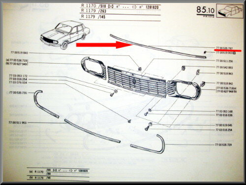 Motorkap lijst (gebruikt)
