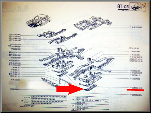 Renfort de longeron gauche R12 Gordini