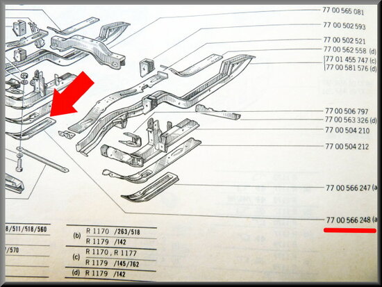 Chassis plaat rechts R12 Gordini