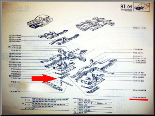 Chassis plaat rechts R12 Gordini