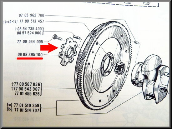 Tôle d’arrêt de vis de fixation volant moteur.