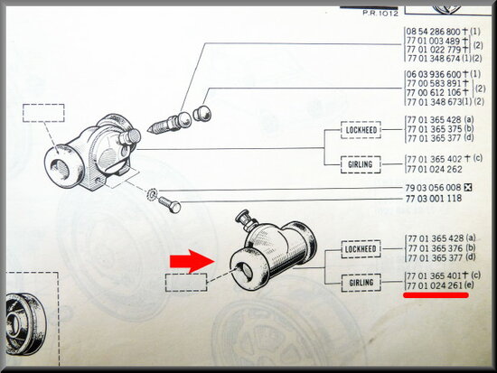 Wheel brake cylinder rear left Girling