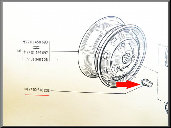 Boulon de roue, longueur 38,5 mm.