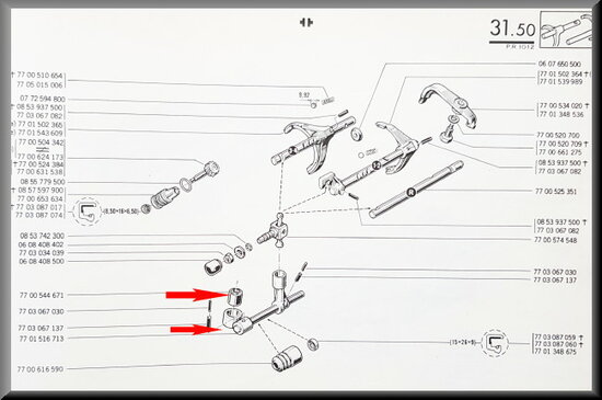 Gear shift connecting bar with rubber