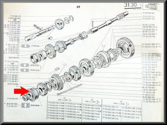 Rear bearing for the gearbox main shaft (25x67x40,5 mm).