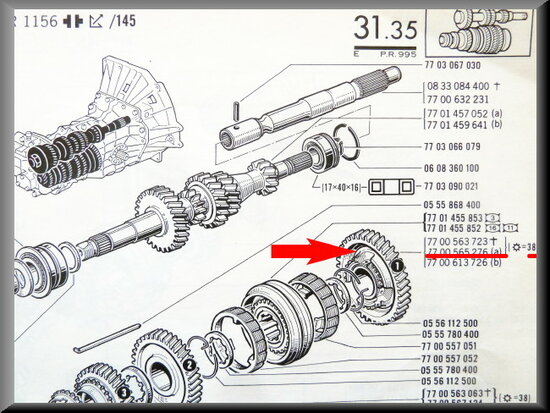 Pinion 1st gear (38 teeth)