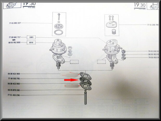 Isolatieplaatje benzinepomp R12 Gordini.