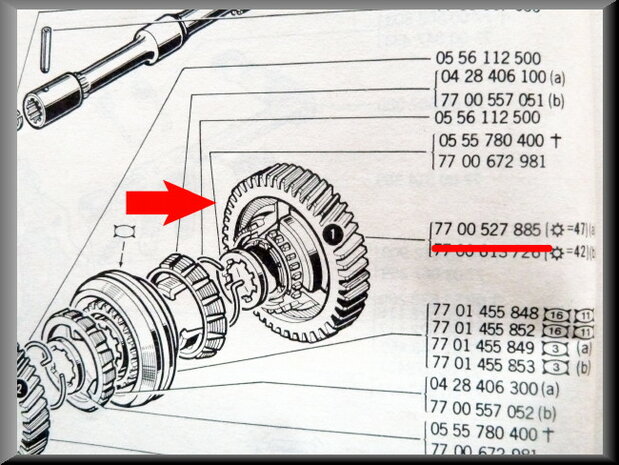 Pinion 1rd gear with synchronization hub (47 teeth)