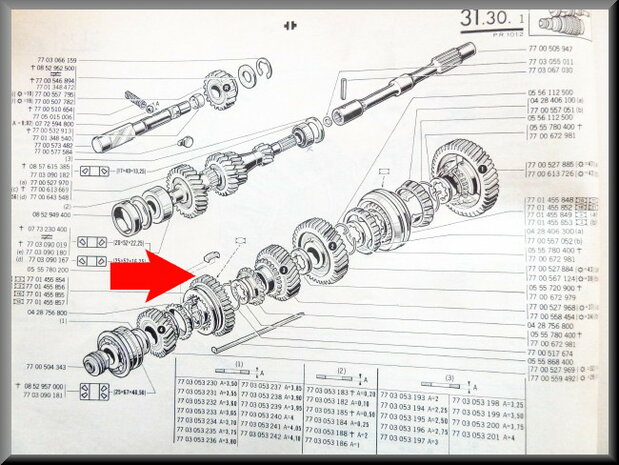 Pignon de marche arrière avec bague de synchronisation (37 dents).