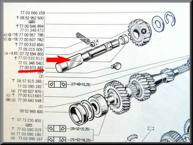 Reverse gear shaft