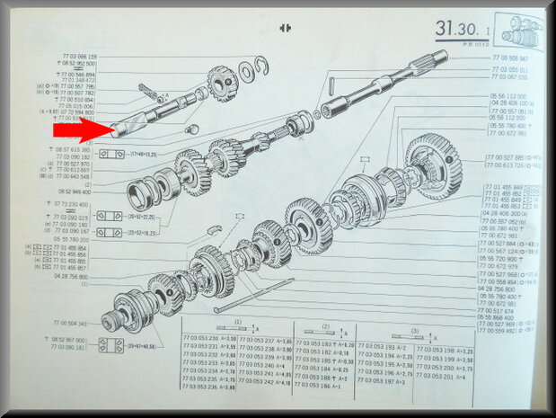 Reverse gear shaft