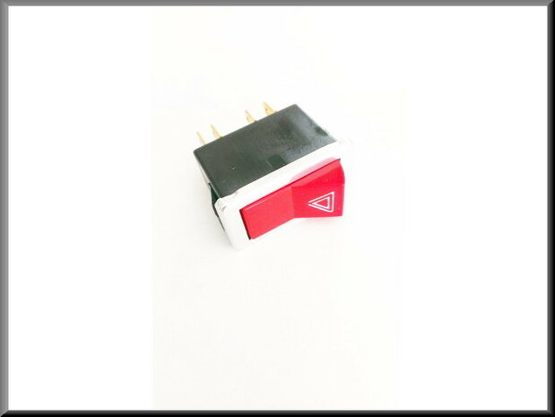 Warning light switch (red, with chrome frame)