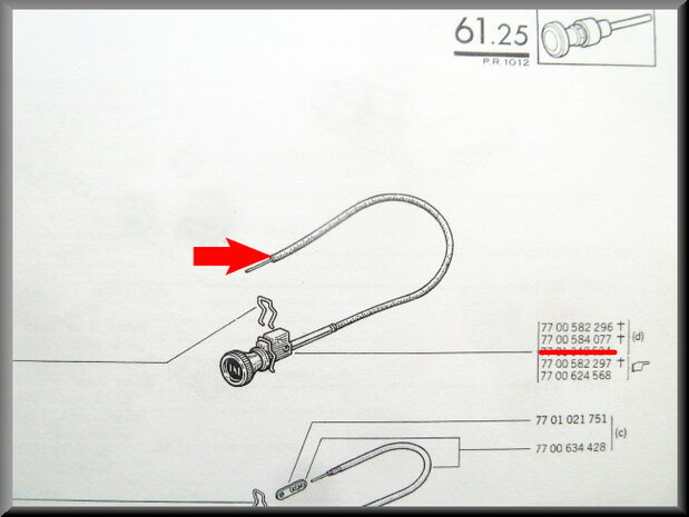 Choke cable 1333 mm-1340 mm