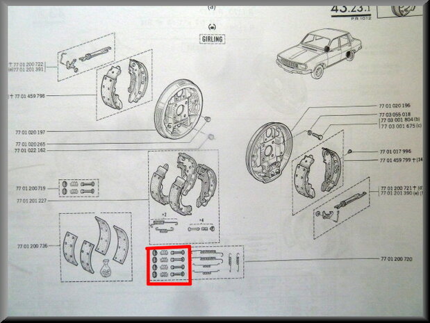 Brake shoe mounting set